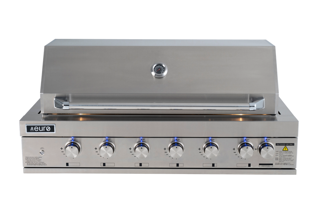 Euro Appliances 6 Burner Built In BBQ Silver+90cm Alfresco Canopy Rangehood-EAL1200RBQ+EBB900SS2