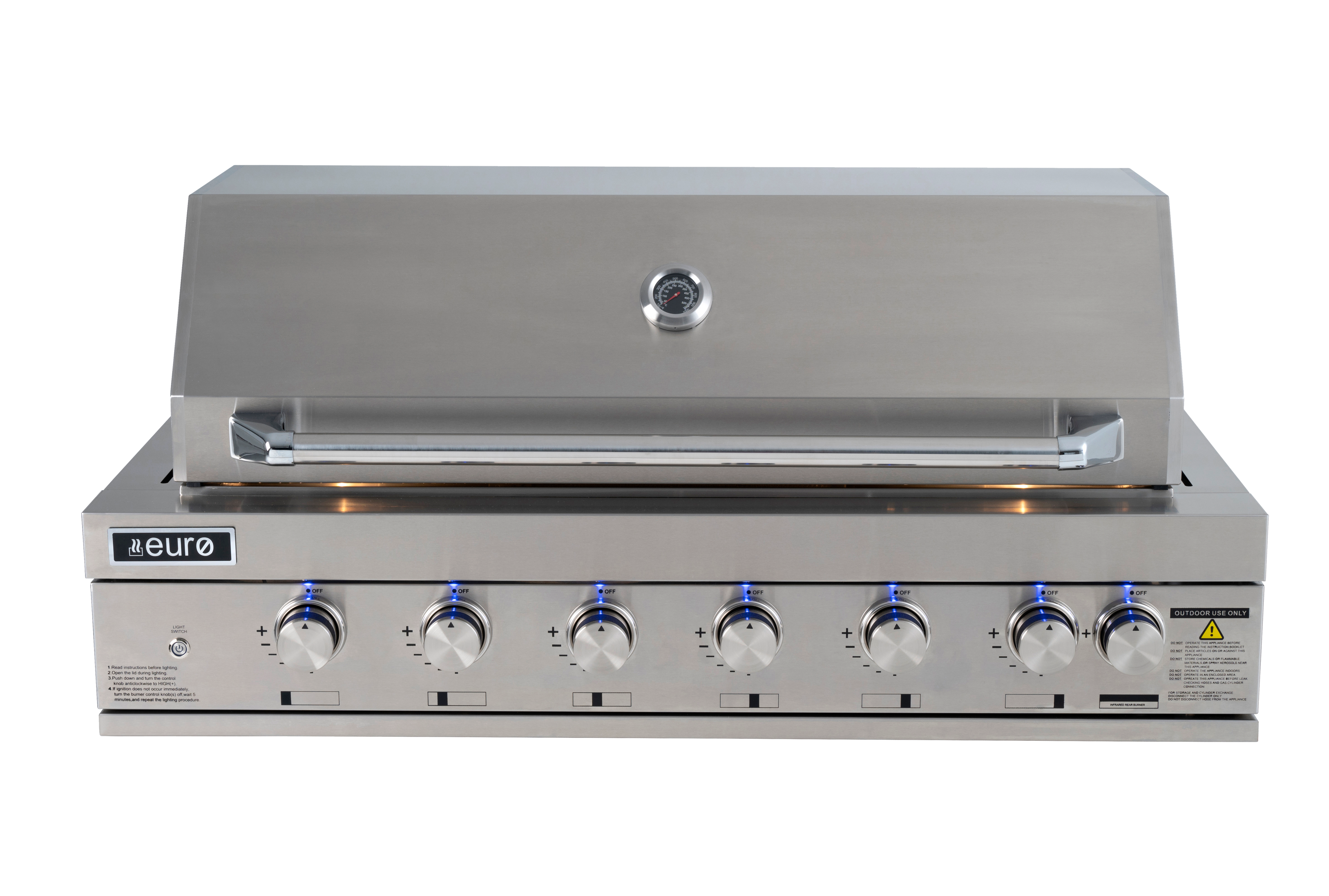 Euro Appliances 6 Burner Built In BBQ Silver+90cm Alfresco Canopy Rang ...