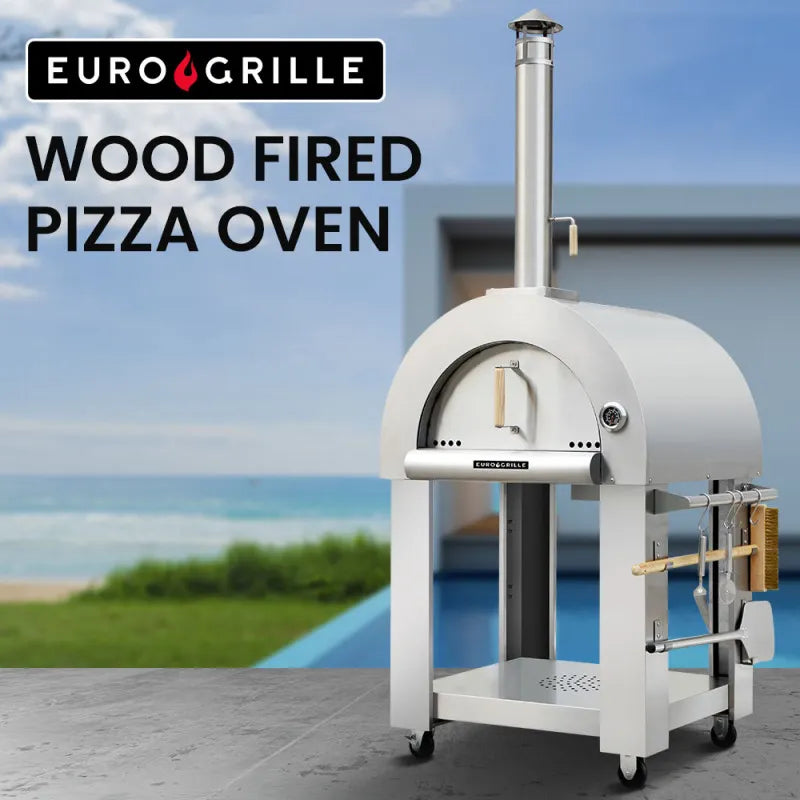 Everdure Neo Black 6 Burner Outdoor Kitchen With Euro Grille Pizza Oven