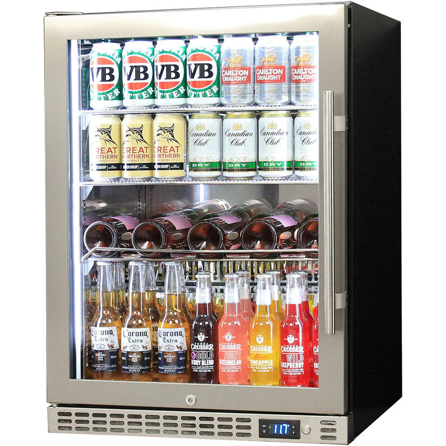 Schmick Under Bench Glass Door Bar Fridge Heated Glass - Model SK156L-HD