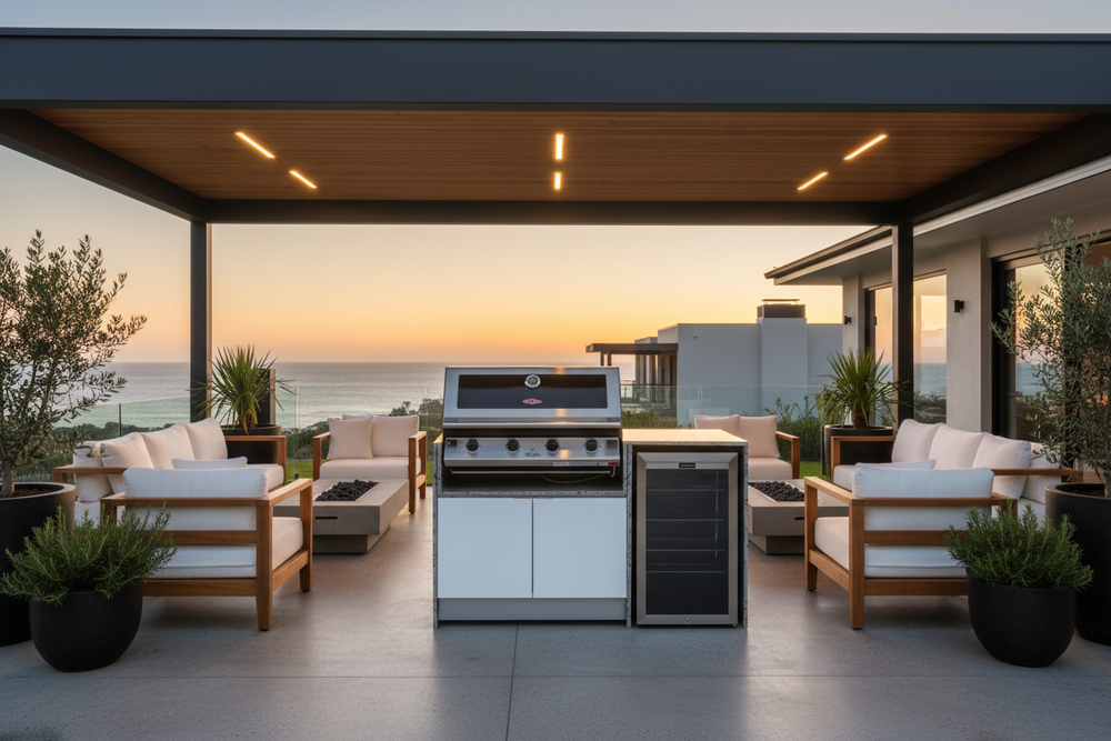 Grillhound Mini Outdoor Kitchen With Beefeater 1200 And Fridge - GB155