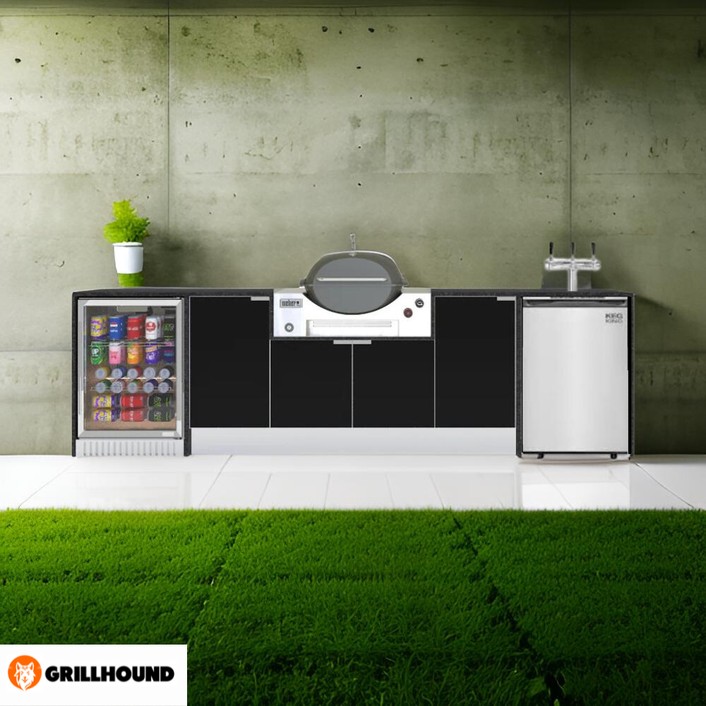 Grillhound Outdoor Kitchen to Suit Weber Family Q With Fridge Kegerator - GWKG309