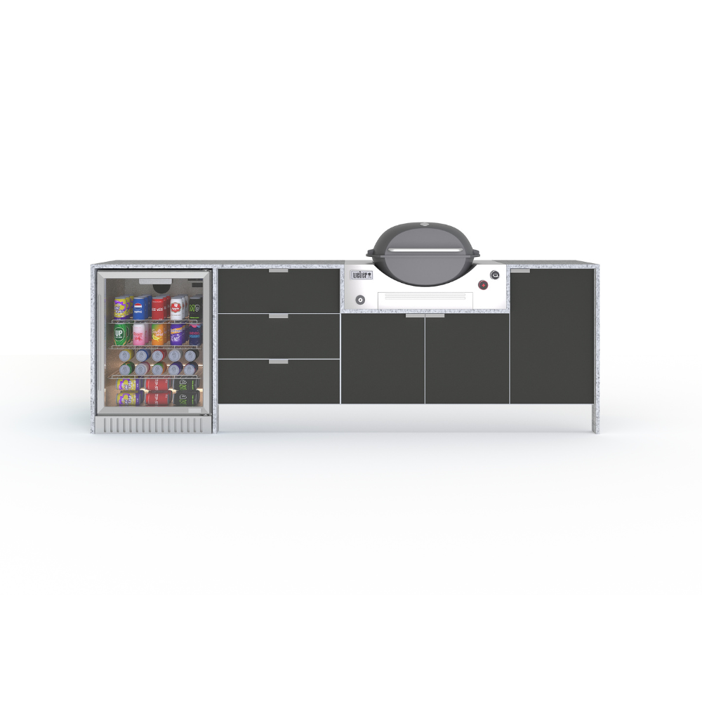 Grillhound Outdoor Kitchen To Suit Weber Family Q With Fridge - GW266