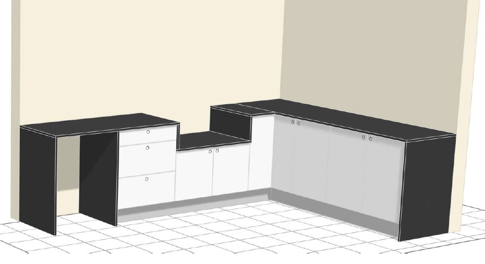 L Shaped Outdoor Kitchen With Crossray BBQ And Sink & Fridge