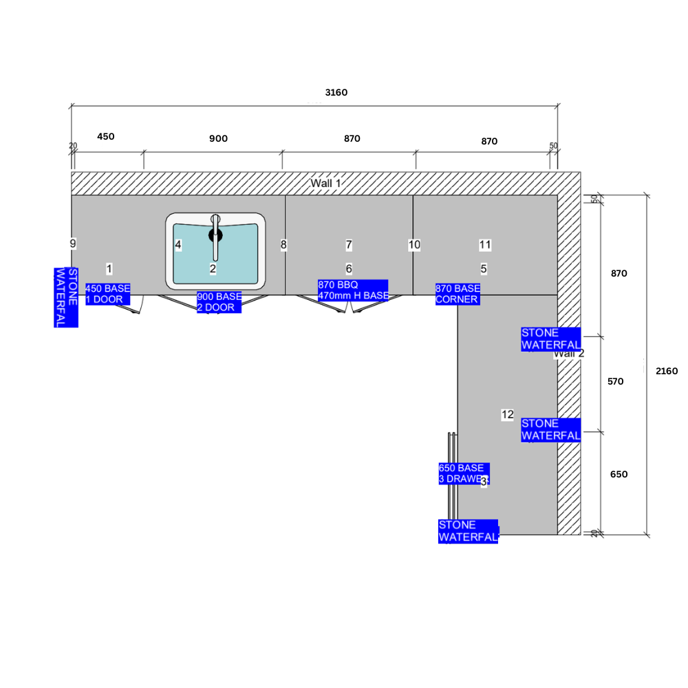 Grillhound L Shape Outdoor Kitchen With Beefeater BBQ And Fridge - GBL3X2