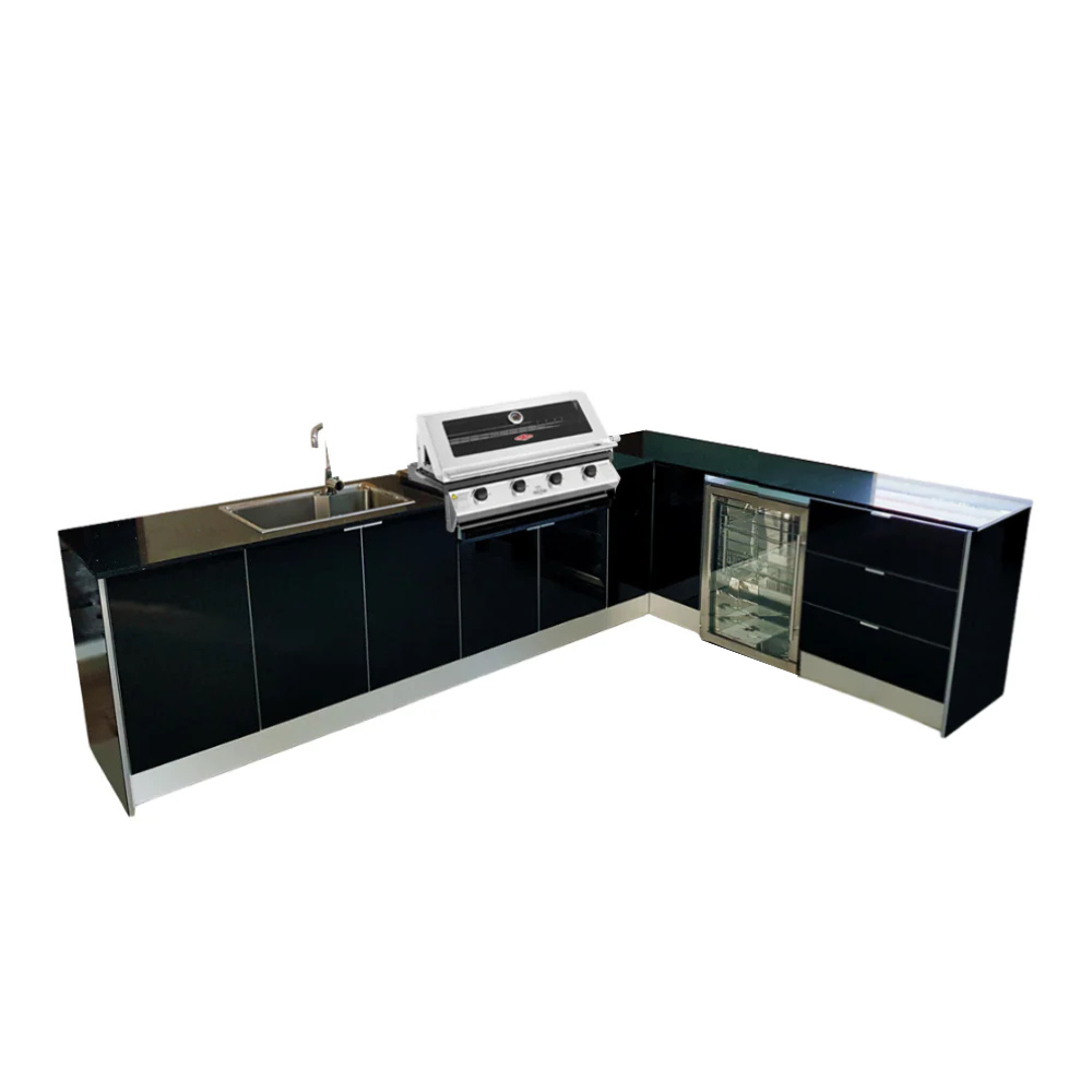 Grillhound L Shape Outdoor Kitchen With Beefeater BBQ And Fridge - GBL3X2