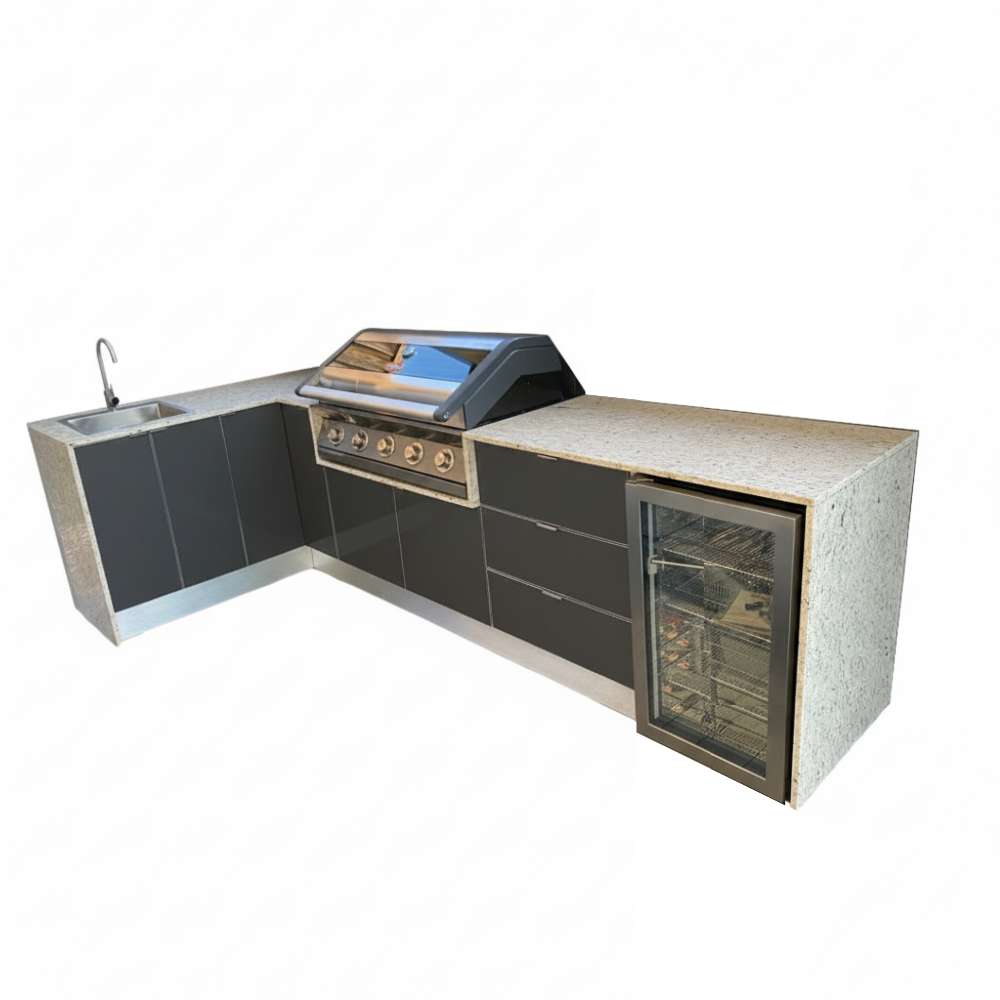 Grillhound L Shape Outdoor Kitchen With Beefeater BBQ And Fridge - GBL3X15