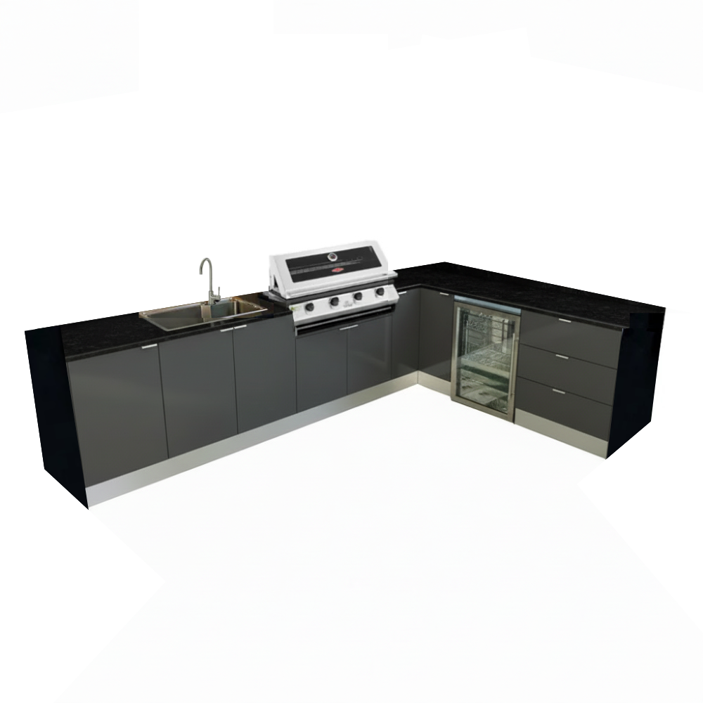 Grillhound L Shape Outdoor Kitchen With Beefeater BBQ And Fridge - GBL3X2