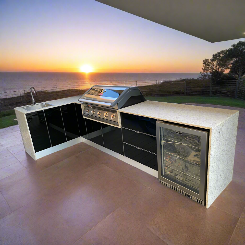 Grillhound L Shape Outdoor Kitchen With Beefeater BBQ And Fridge GBL