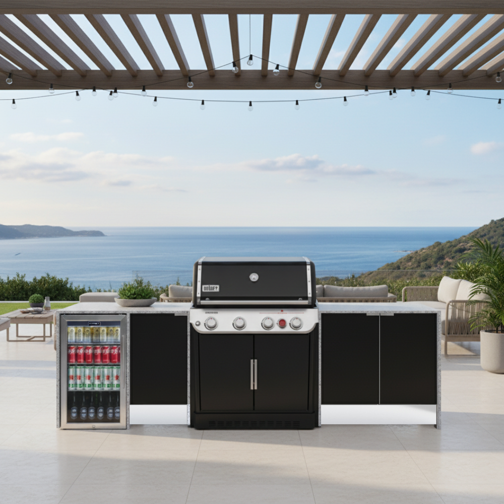 Grillhound Outdoor Kitchen To Suit Weber Genesis With Single Fridge - GWG293