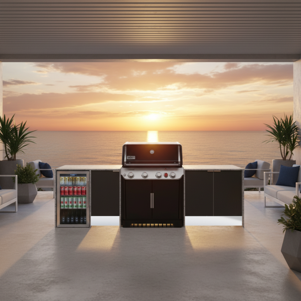 Grillhound Outdoor Kitchen To Suit Weber Genesis With Single Fridge - GWG293
