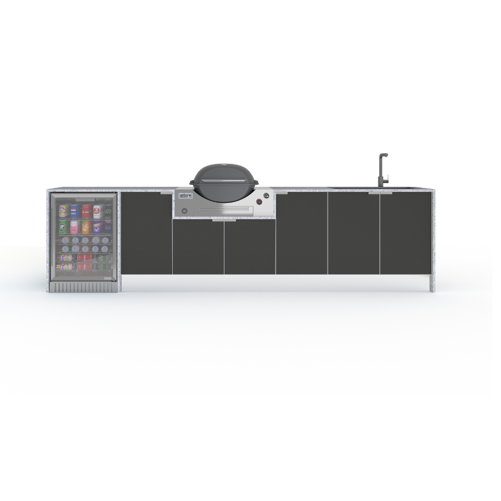 Grillhound Outdoor Kitchen Package to Suit Weber Family Q With Fridge & Sink - GW333