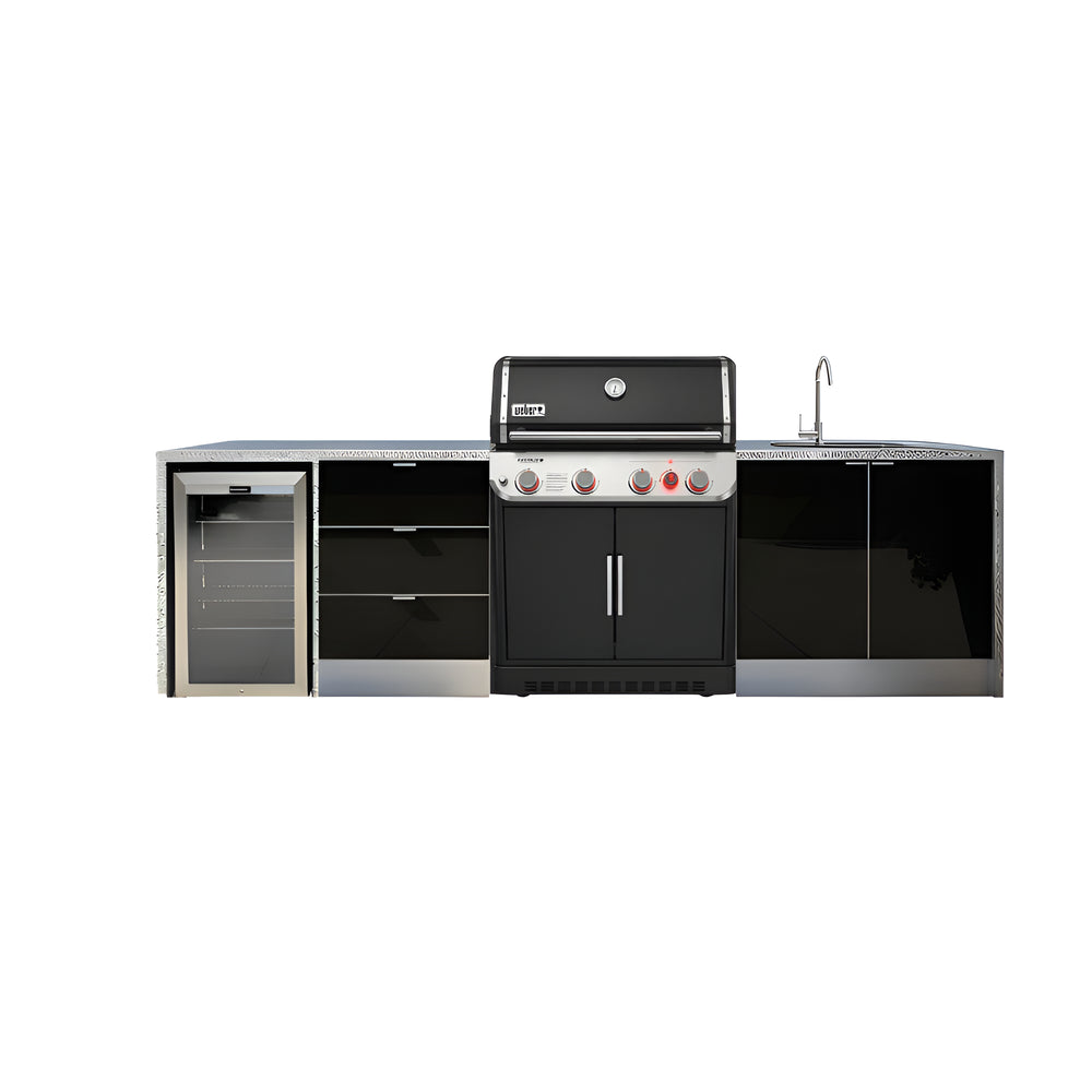 Grillhound Outdoor Kitchen To Suit Weber Genesis With Single Fridge & Sink - GWG326