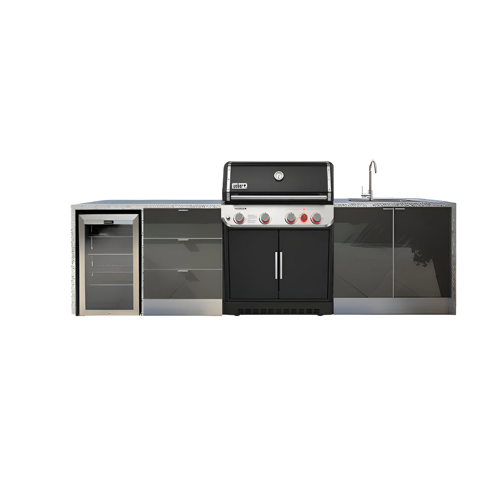 Grillhound Outdoor Kitchen To Suit Weber Genesis With Single Fridge & Sink - GWG326