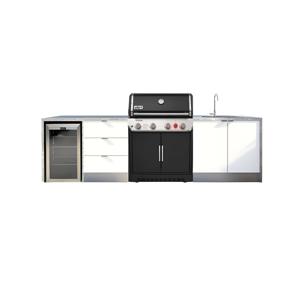 Grillhound Outdoor Kitchen To Suit Weber Genesis With Single Fridge & Sink - GWG326