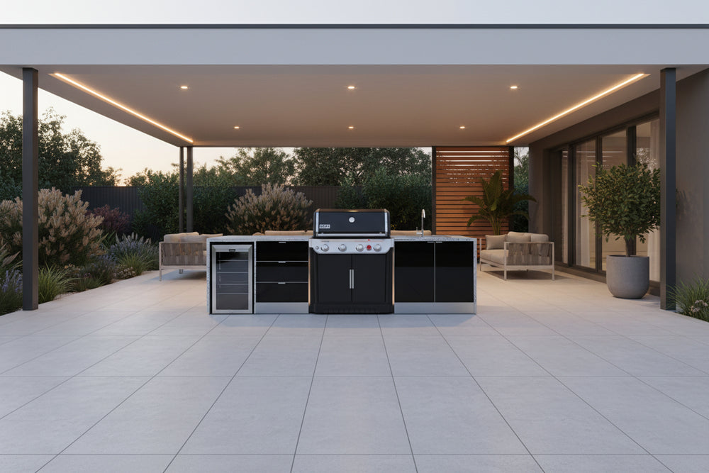 Grillhound Outdoor Kitchen To Suit Weber Genesis With Single Fridge & Sink - GWG326