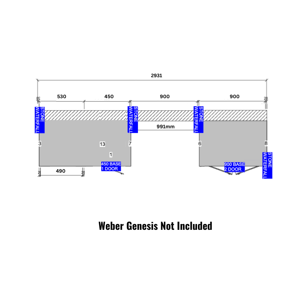 Grillhound Outdoor Kitchen To Suit Weber Genesis With Single Fridge - GWG293