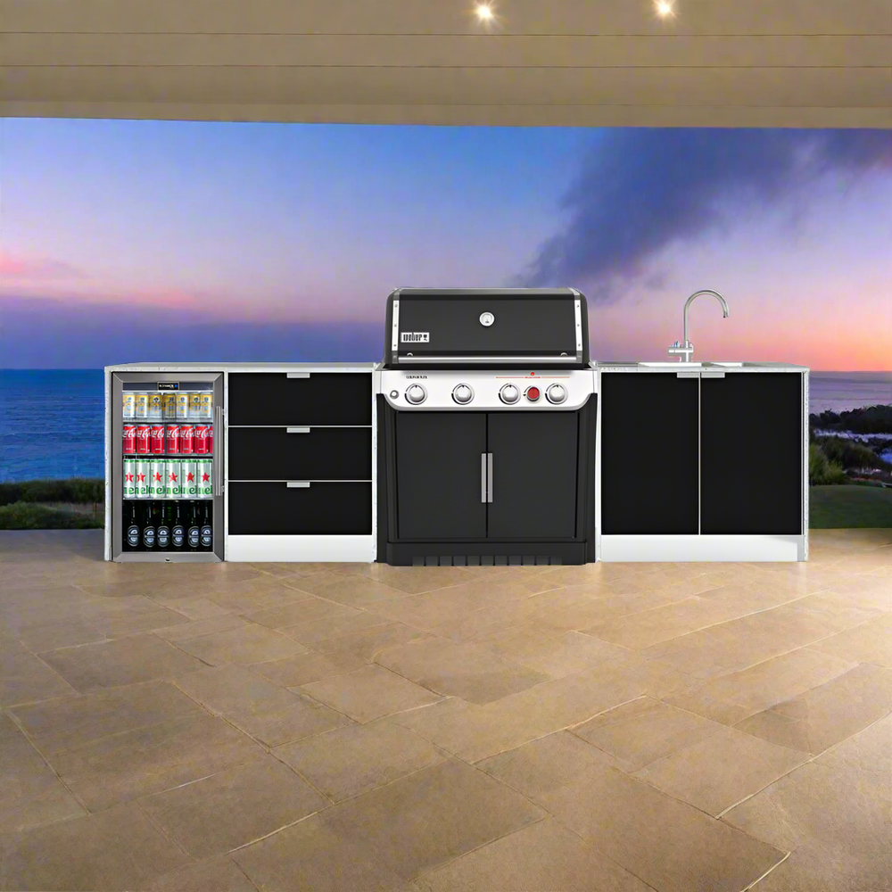 Grillhound Outdoor Kitchen To Suit Weber Genesis With Single Fridge & Sink - GWG326
