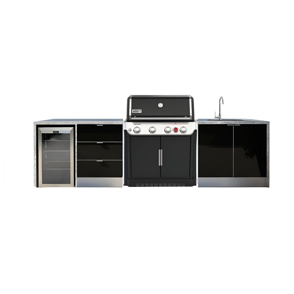 Grillhound Outdoor Kitchen To Suit Weber Genesis With Single Fridge & Sink - GWG326