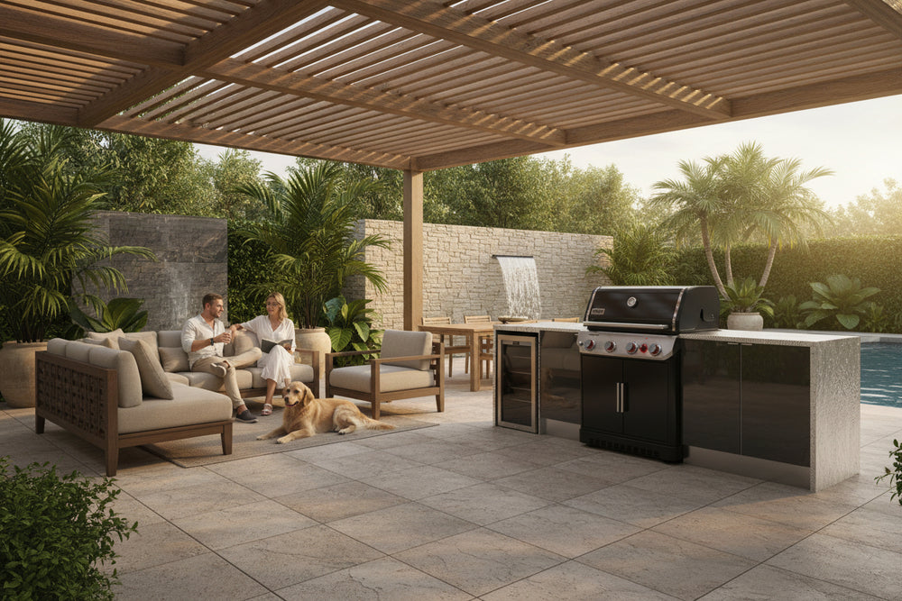 Grillhound Outdoor Kitchen To Suit Weber Genesis With Single Fridge - GWG293