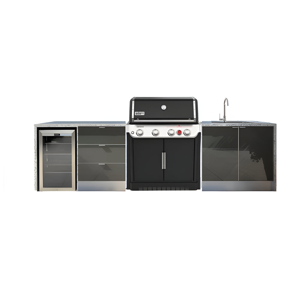 Grillhound Outdoor Kitchen To Suit Weber Genesis With Single Fridge & Sink - GWG326