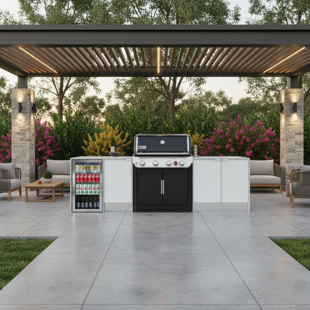 Grillhound Outdoor Kitchen To Suit Weber Genesis With Single Fridge - GWG293