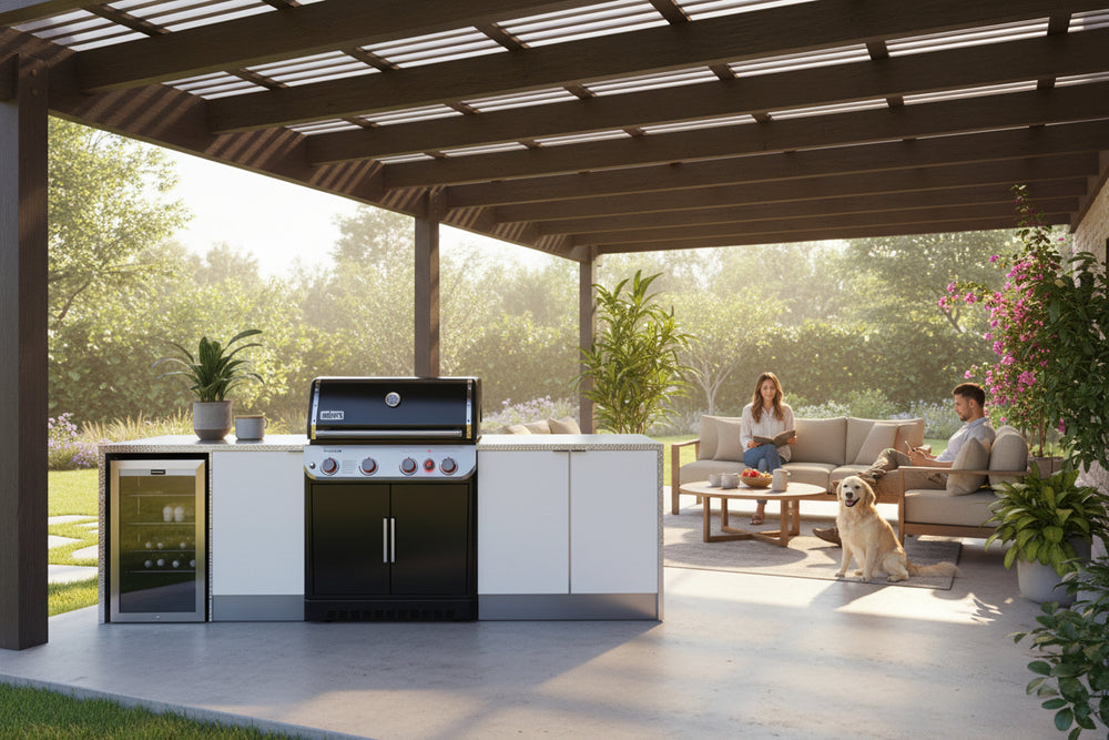 Grillhound Outdoor Kitchen To Suit Weber Genesis With Single Fridge - GWG293