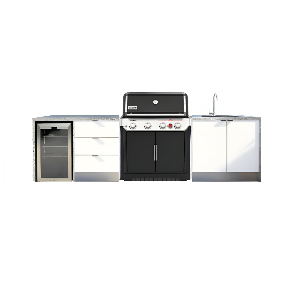 Grillhound Outdoor Kitchen To Suit Weber Genesis With Single Fridge & Sink - GWG326