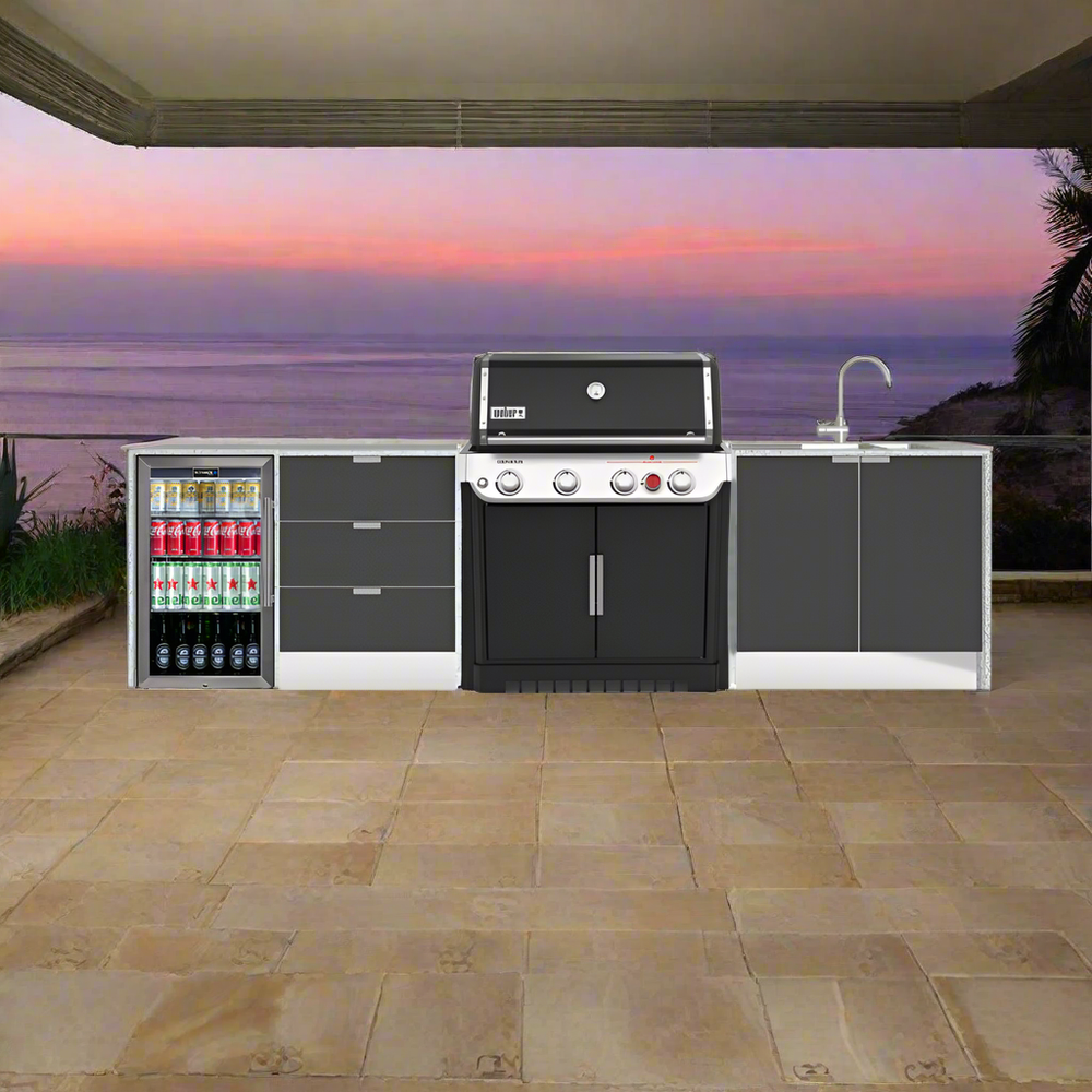 Grillhound Outdoor Kitchen To Suit Weber Genesis With Single Fridge & Sink - GWG326