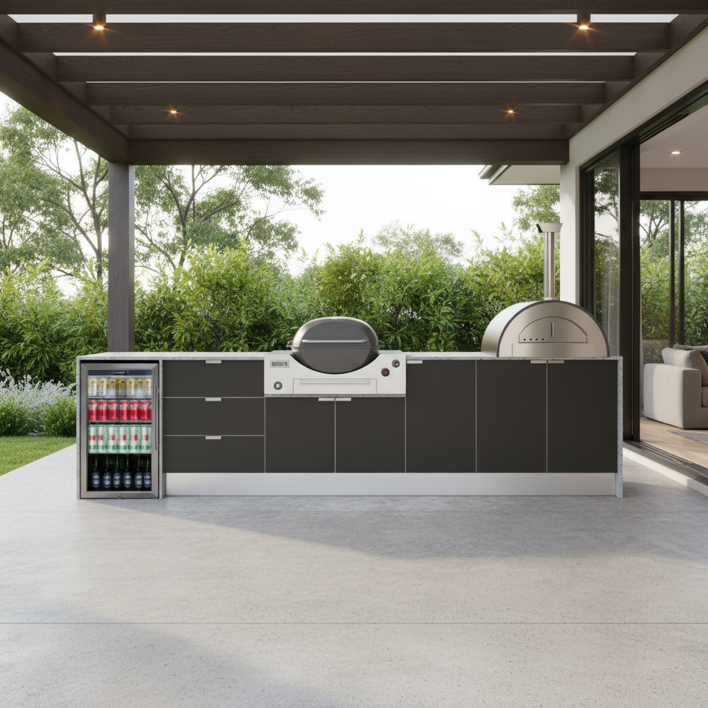 Grillhound Outdoor Kitchen Package to Suit Weber Family Q With Pizza Oven - GWP355