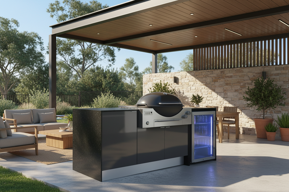 Grillhound Mini Outdoor Kitchen With Single fridge to Suit Weber Family Q - GW200