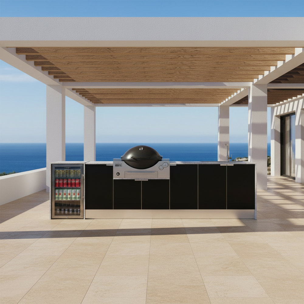 Grillhound Outdoor Kitchen Package to Suit Weber Family Q With Fridge & Sink - GW333