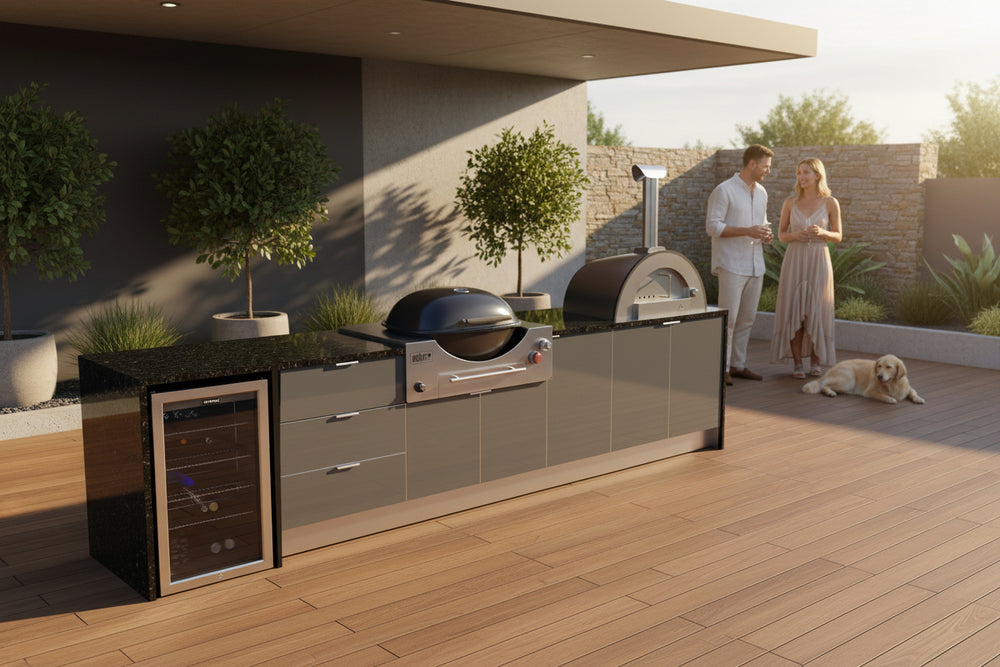 Grillhound Outdoor Kitchen Package to Suit Weber Family Q With Pizza Oven - GWP355
