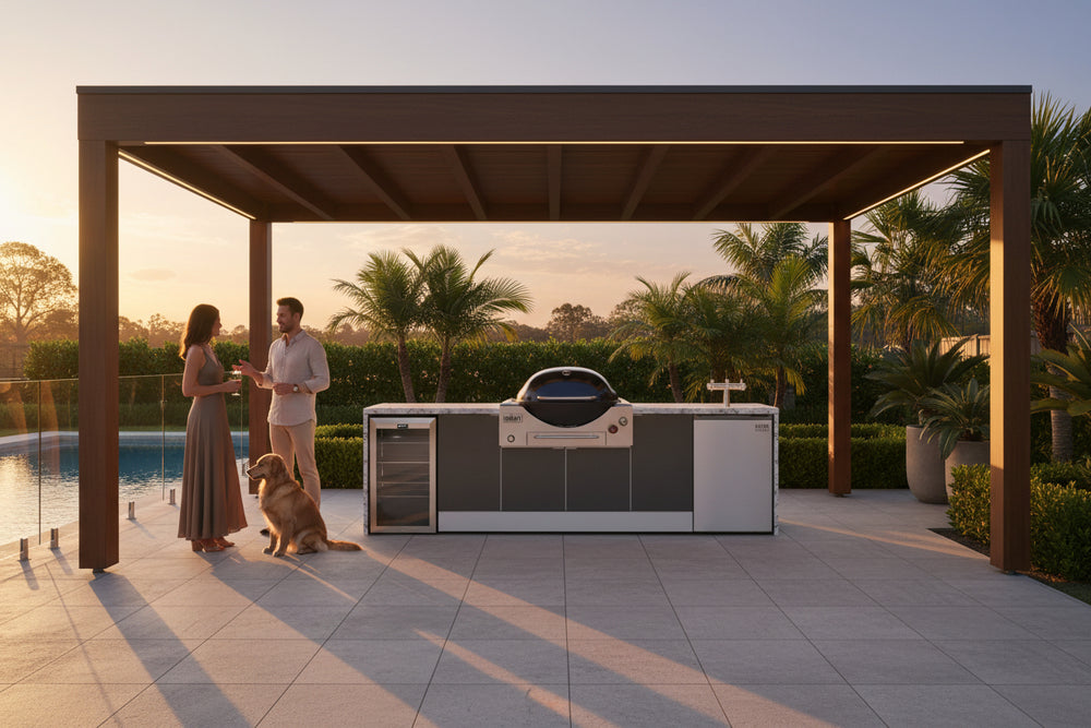 Grillhound Outdoor Kitchen to Suit Weber Family Q With Fridge Kegerator - GWKG309