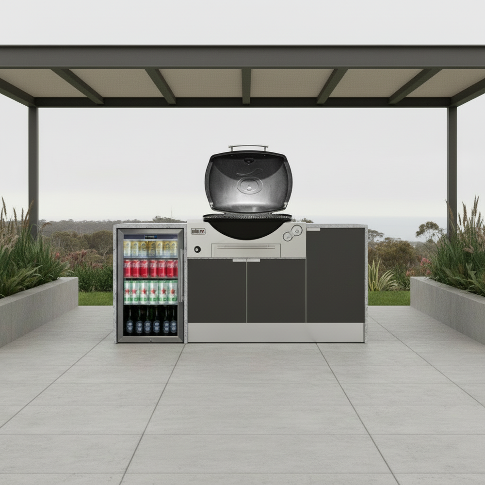 Grillhound Mini Outdoor Kitchen With Single fridge to Suit Weber Family Q - GW200