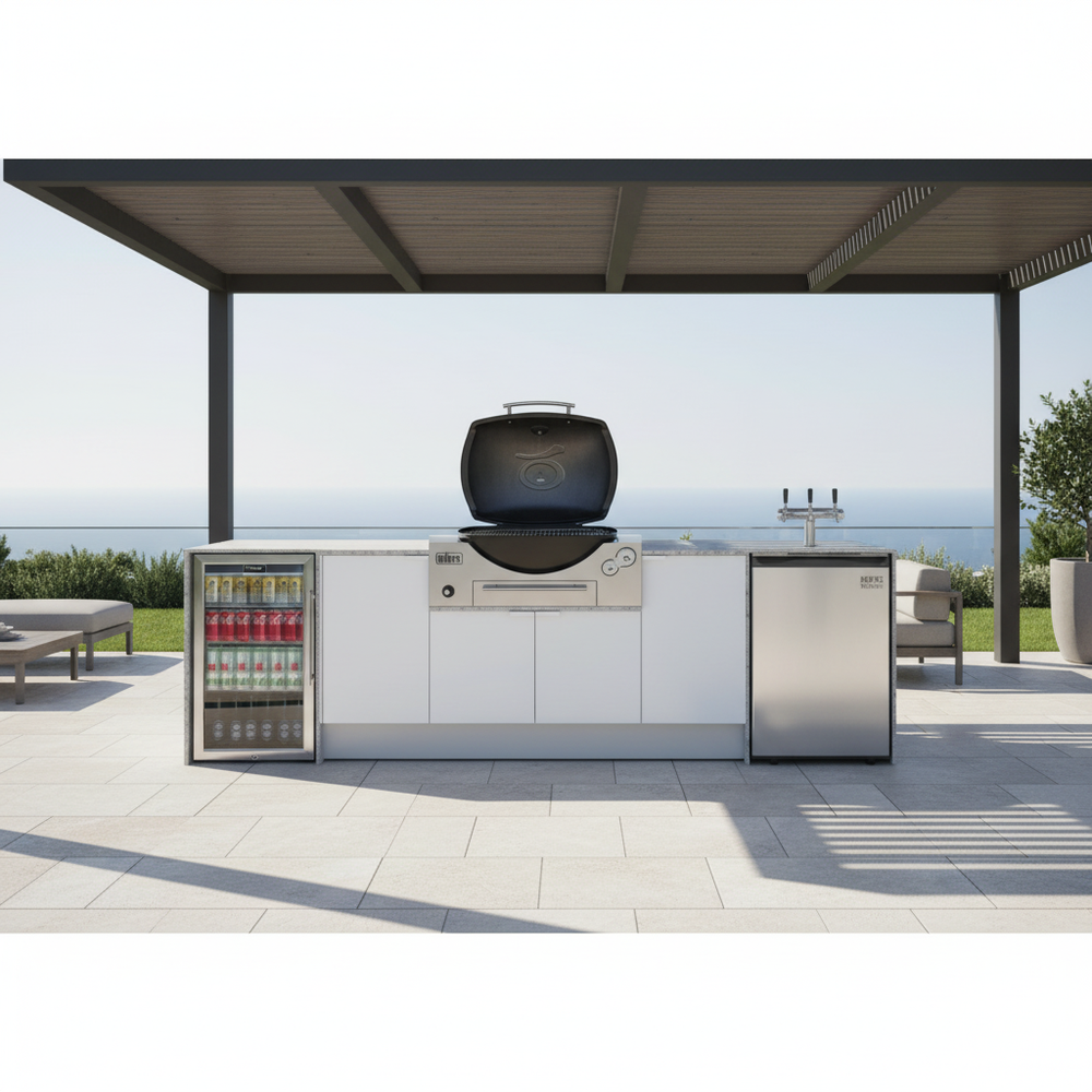 Grillhound Outdoor Kitchen to Suit Weber Family Q With Fridge Kegerator - GWKG309