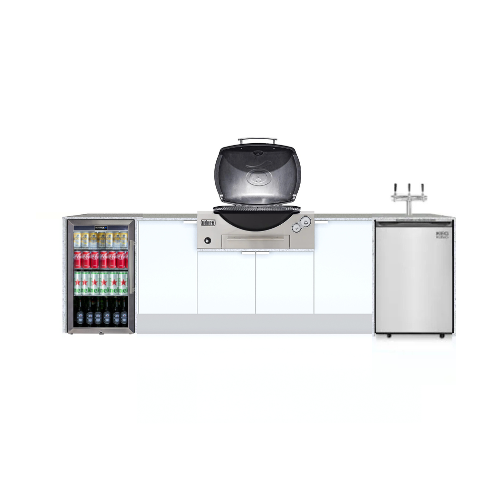 Grillhound Outdoor Kitchen to Suit Weber Family Q With Fridge Kegerator - GWKG309