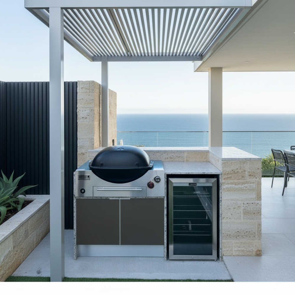Grillhound Mini Outdoor Kitchen With Single Fridge to Suit Weber Family Q - GW151