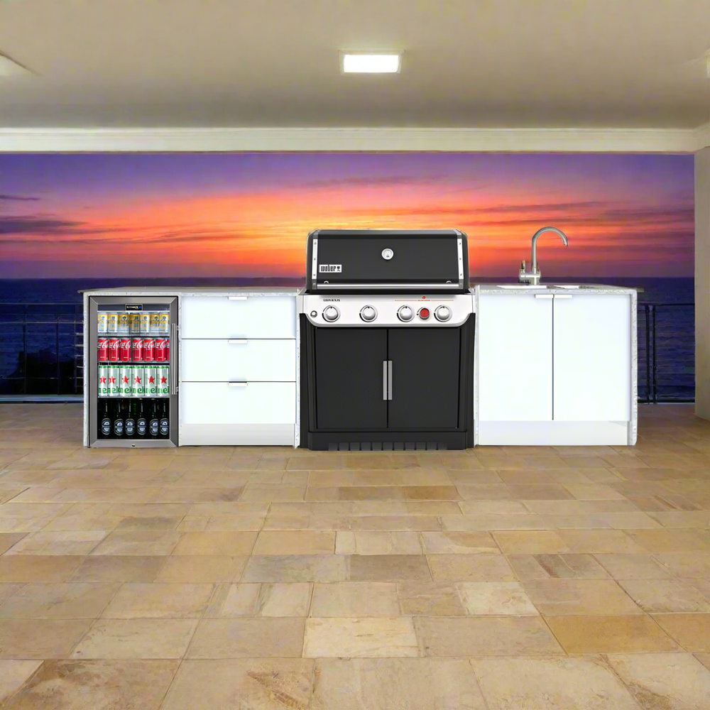 Grillhound Outdoor Kitchen To Suit Weber Genesis With Single Fridge & Sink - GWG326