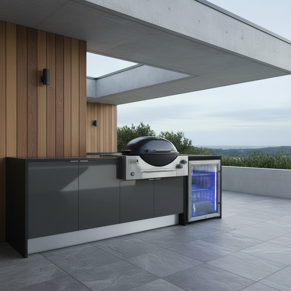 Grillhound Outdoor Kitchen Package to Suit Weber Family Q With Single Fridge - GW244
