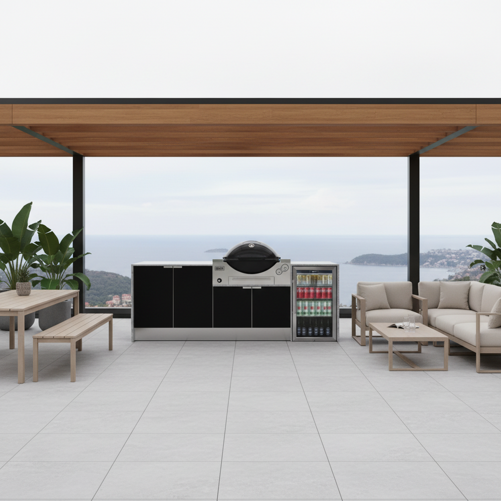 Grillhound Outdoor Kitchen Package to Suit Weber Family Q With Single Fridge - GW244