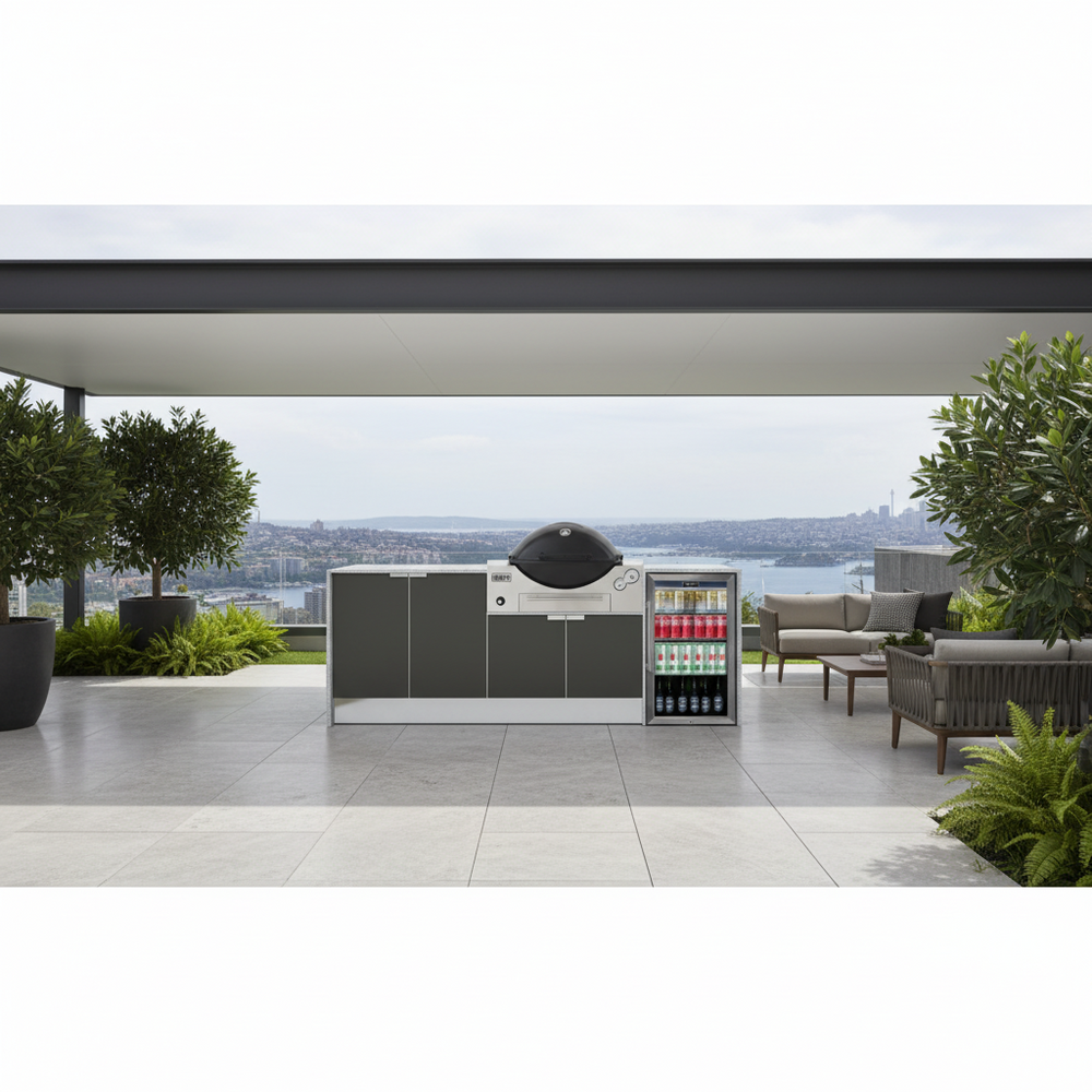 Grillhound Outdoor Kitchen Package to Suit Weber Family Q With Single Fridge - GW244