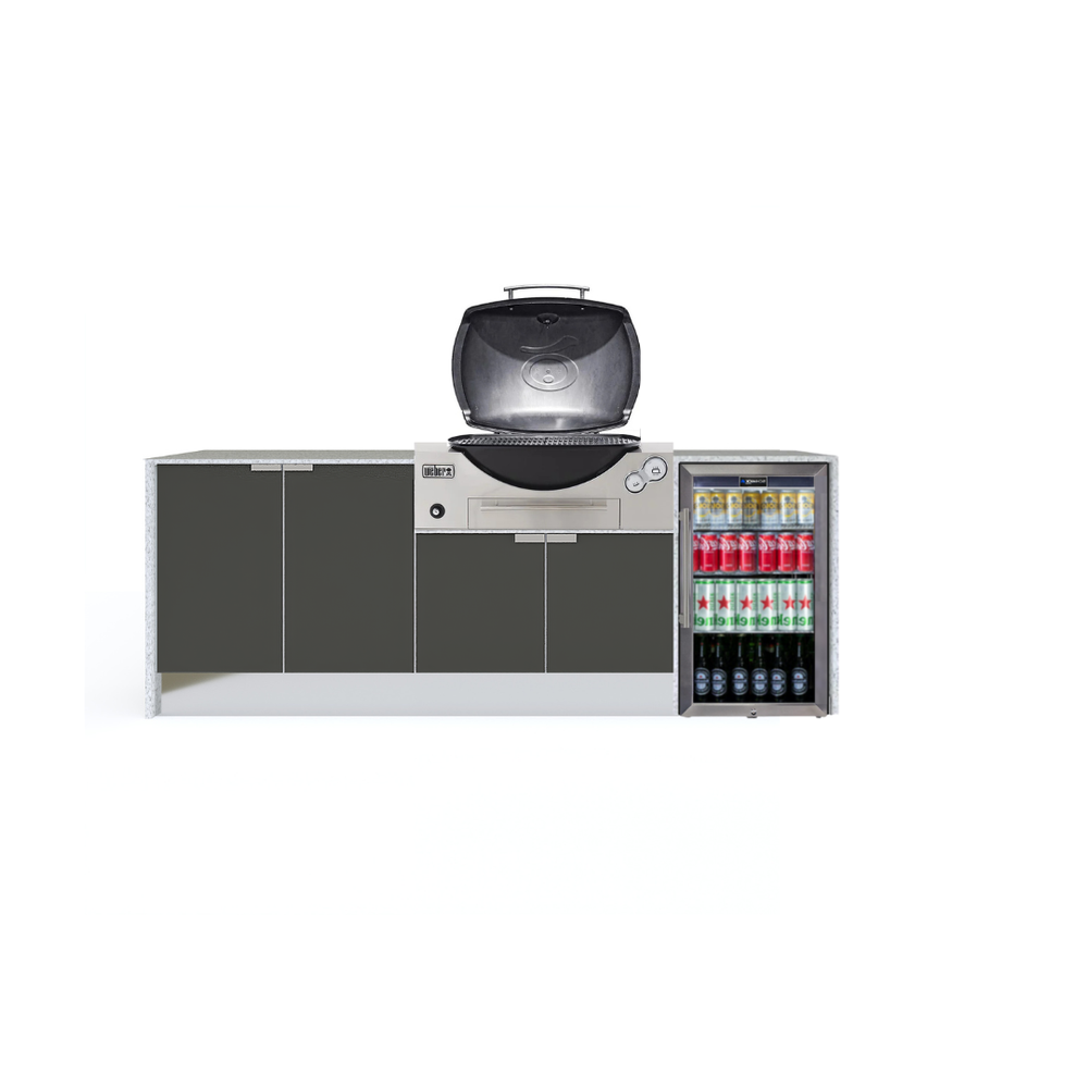 Grillhound Outdoor Kitchen Package to Suit Weber Family Q With Single Fridge - GW244