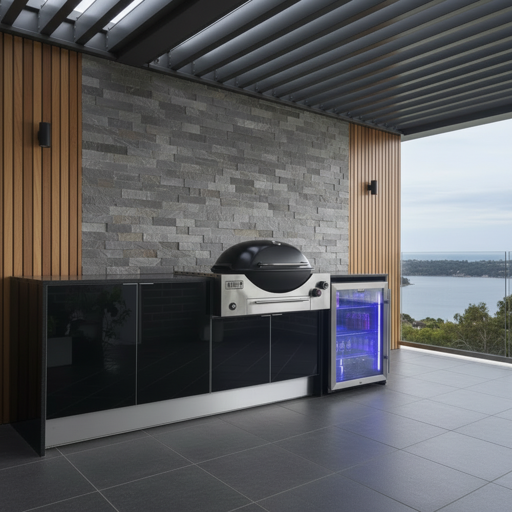 Grillhound Outdoor Kitchen Package to Suit Weber Family Q With Single Fridge - GW244