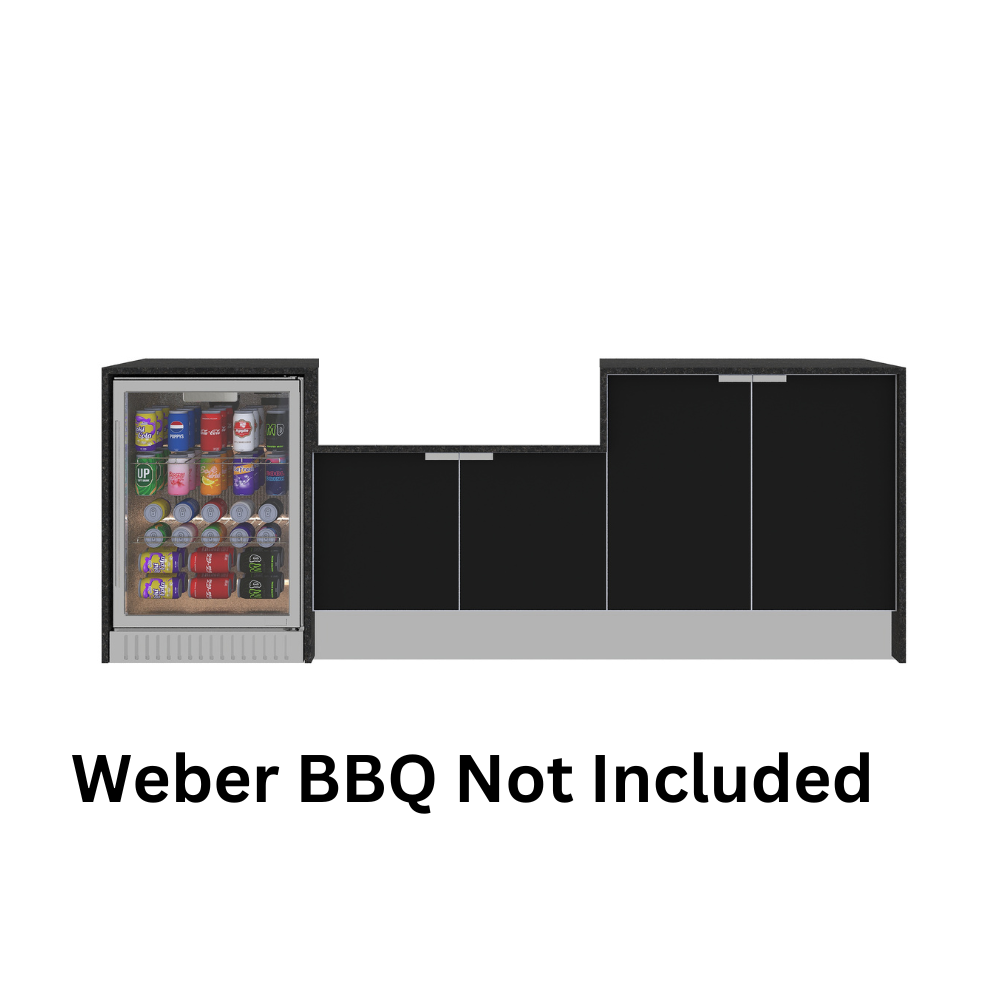 Grillhound Outdoor Kitchen Package to Suit Weber Family Q With Single Fridge - GW244