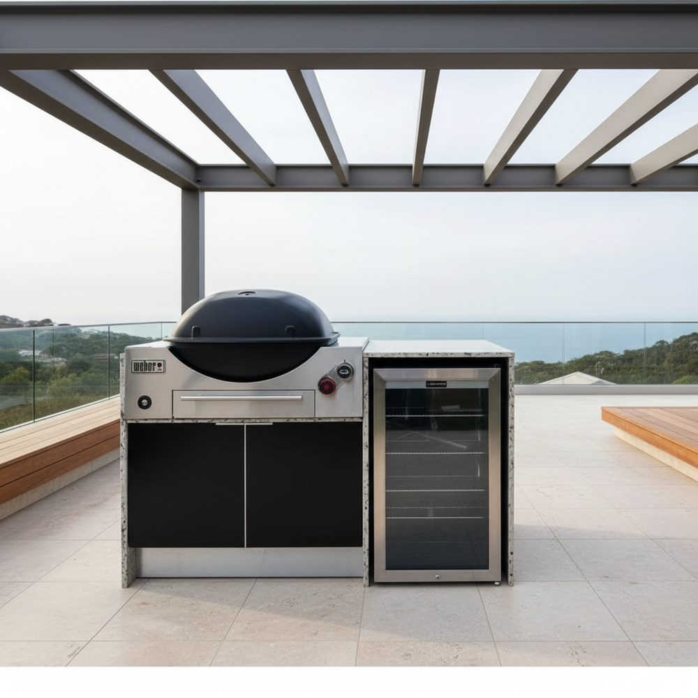 Grillhound Mini Outdoor Kitchen With Single Fridge to Suit Weber Family Q - GW151