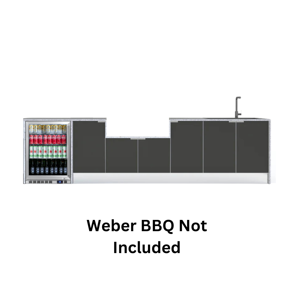 Grillhound Outdoor Kitchen Package to Suit Weber Family Q With Fridge & Sink - GW333