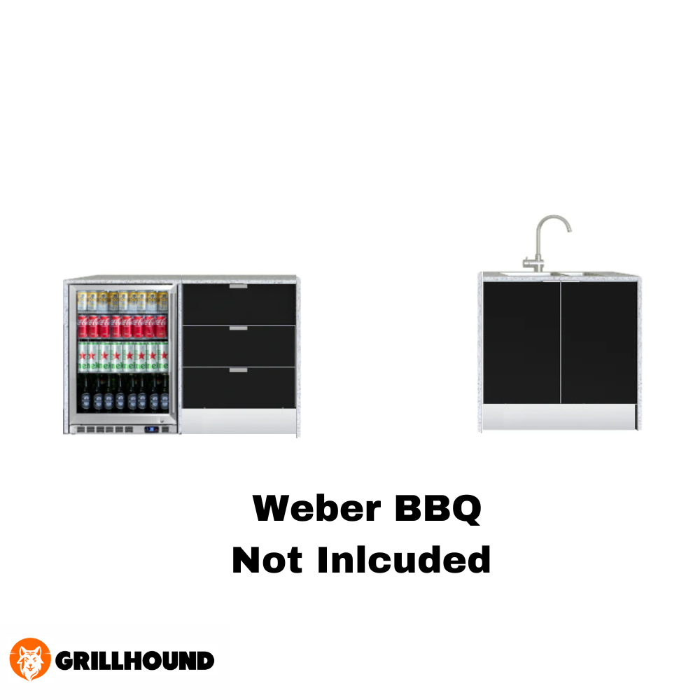 Grillhound Outdoor Kitchen To Suit Weber Genesis With Single Fridge & Sink - GWG326