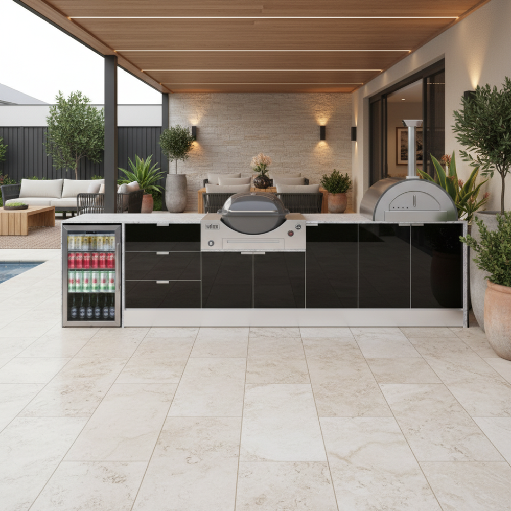 Grillhound Outdoor Kitchen Package to Suit Weber Family Q With Pizza Oven - GWP355