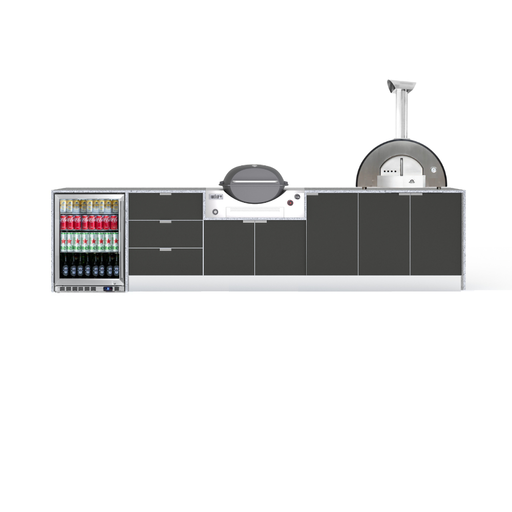 Grillhound Outdoor Kitchen Package to Suit Weber Family Q With Pizza Oven - GWP355